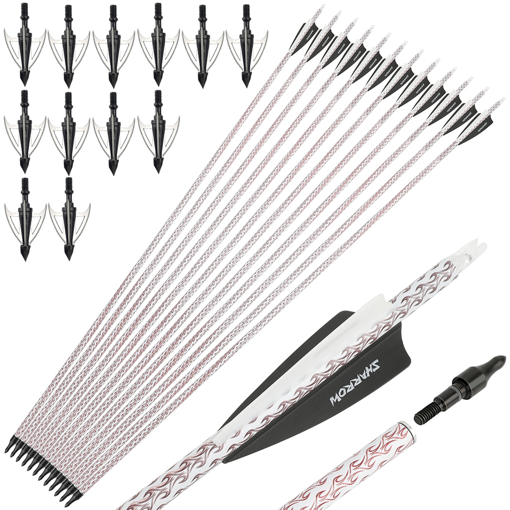 Carbon Arrows 12pcs 30 in 500 Spine Pattern Mixed Carbon Set