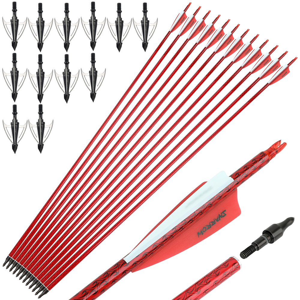 Carbon Arrows 12pcs 30 in 500 Spine Pattern Mixed Carbon Set