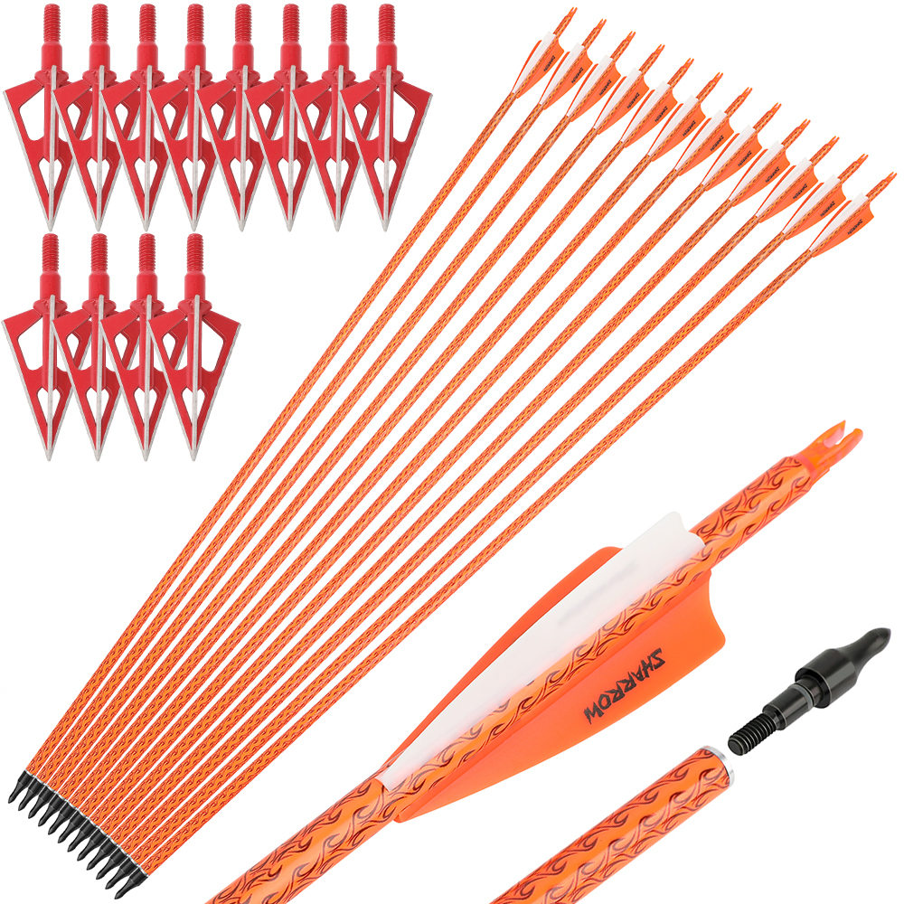 Carbon Arrows 12pcs 30 in 500 Spine Pattern Mixed Carbon Set
