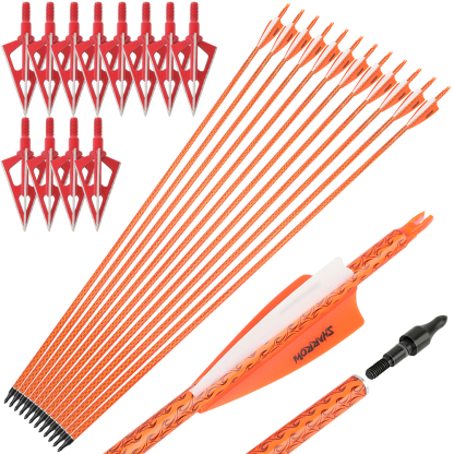 Carbon Arrows 12pcs 30 in 500 Spine Pattern Mixed Carbon Set