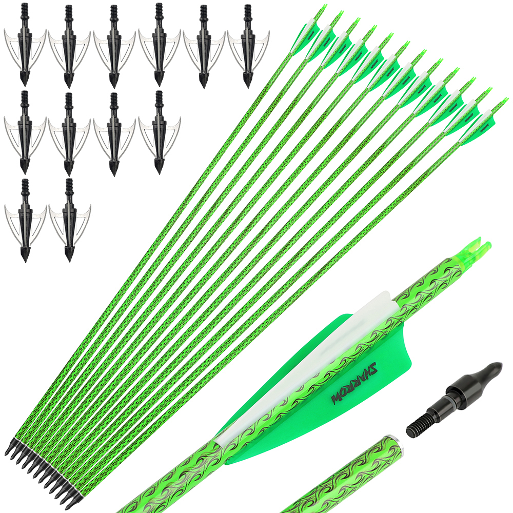 Carbon Arrows 12pcs 30 in 500 Spine Pattern Mixed Carbon Set