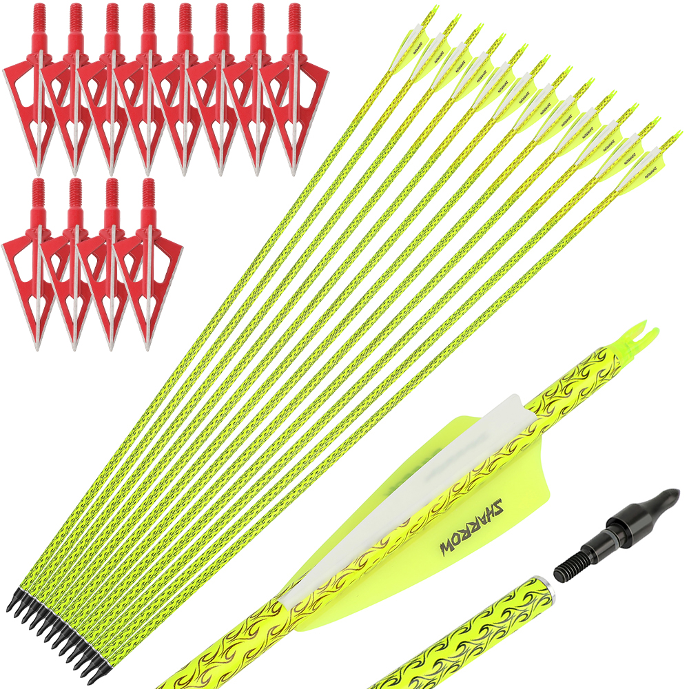 Carbon Arrows 12pcs 30 in 500 Spine Pattern Mixed Carbon Set