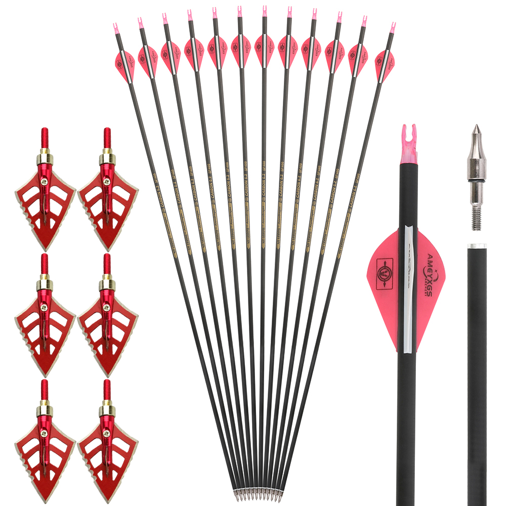 Carbon Arrows 12pcs 30 in 500 Spine Pure Carbon Set