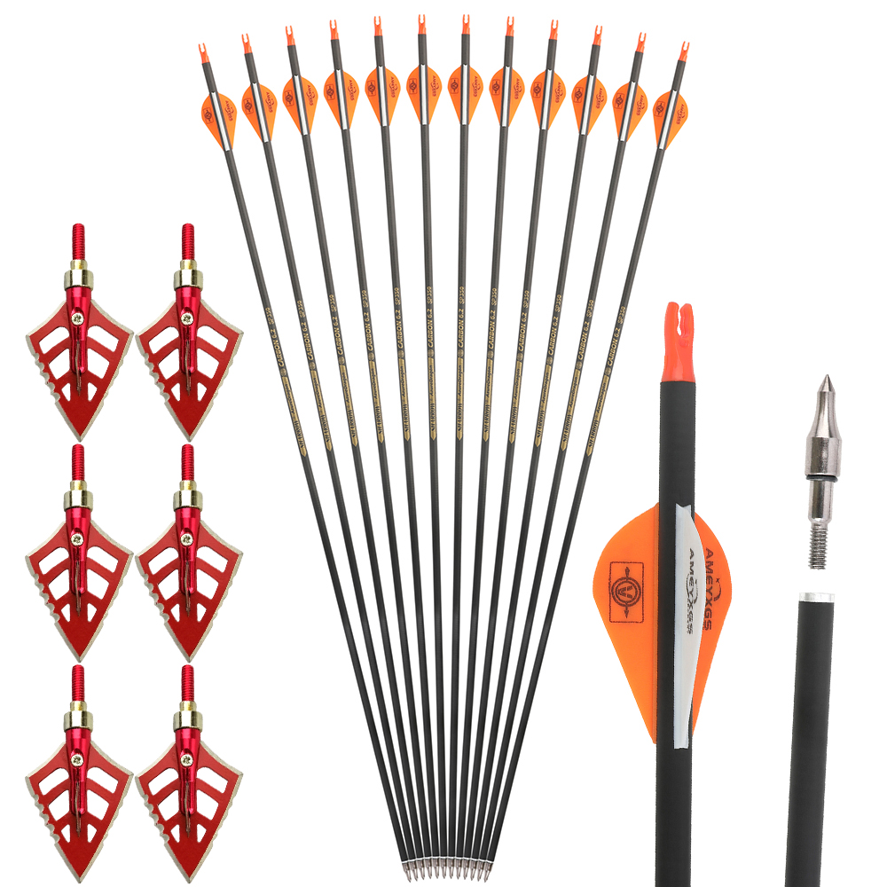 Carbon Arrows 12pcs 30 in 500 Spine Pure Carbon Set