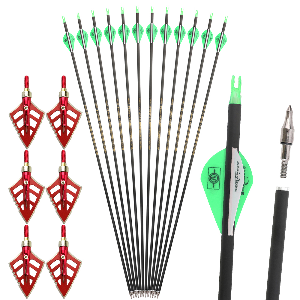 Carbon Arrows 12pcs 30 in 500 Spine Pure Carbon Set