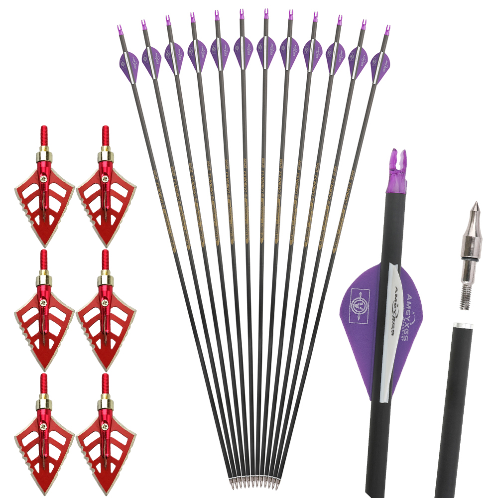 Carbon Arrows 12pcs 30 in 500 Spine Pure Carbon Set