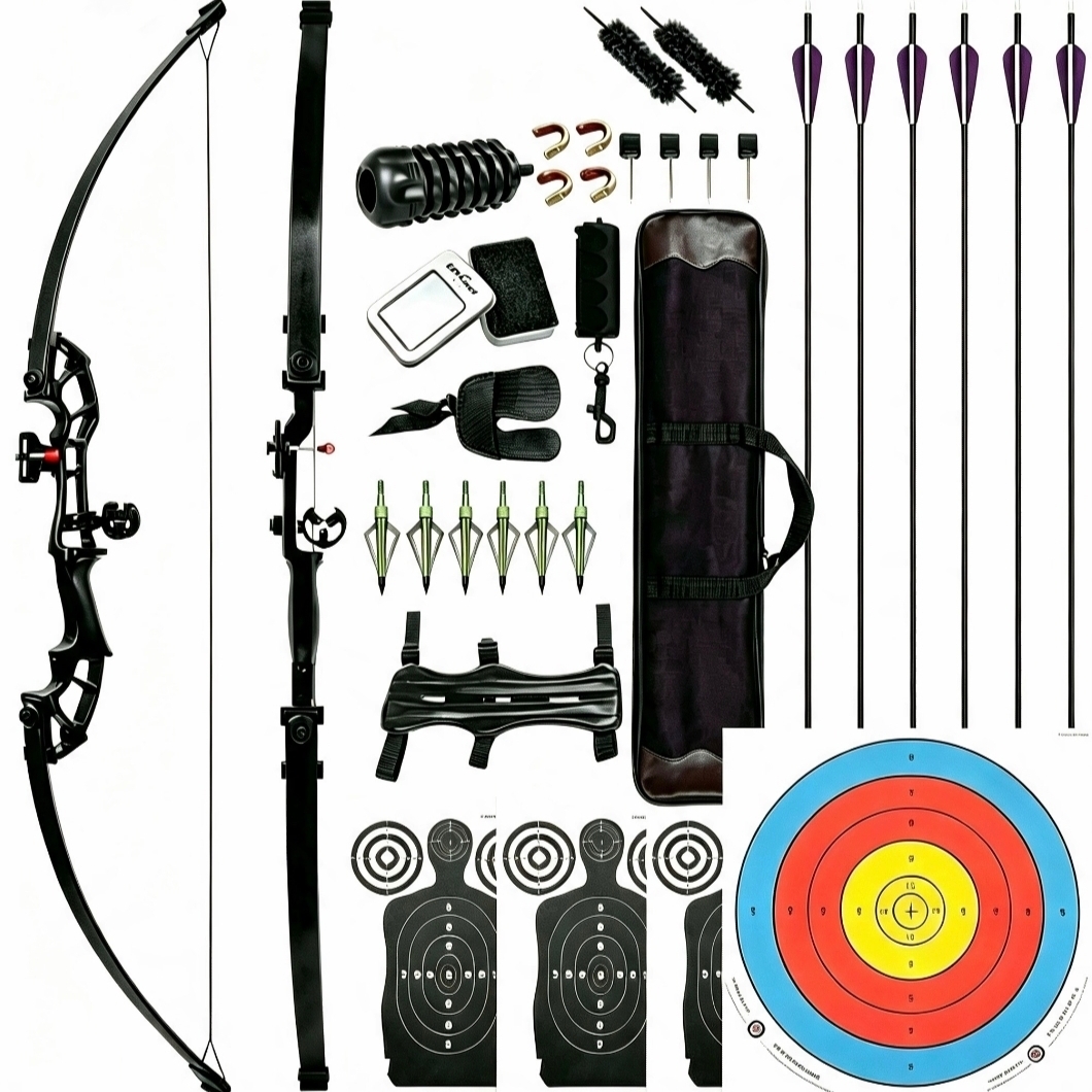50lbs Professional Recurve Bow Set 52" Archery Equipment Kit