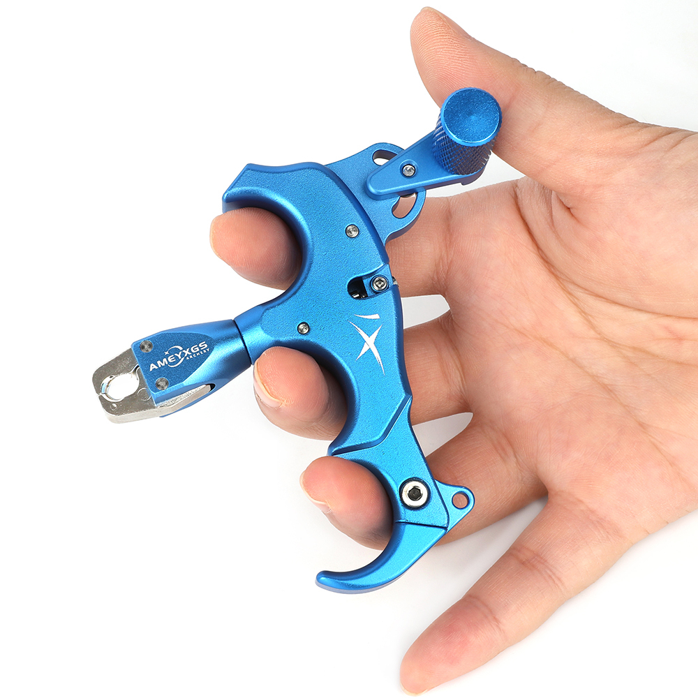 AME Archery X1 Release Aid Blue– Adjustable Three/Four-Finger Trigger, Ambidextrous