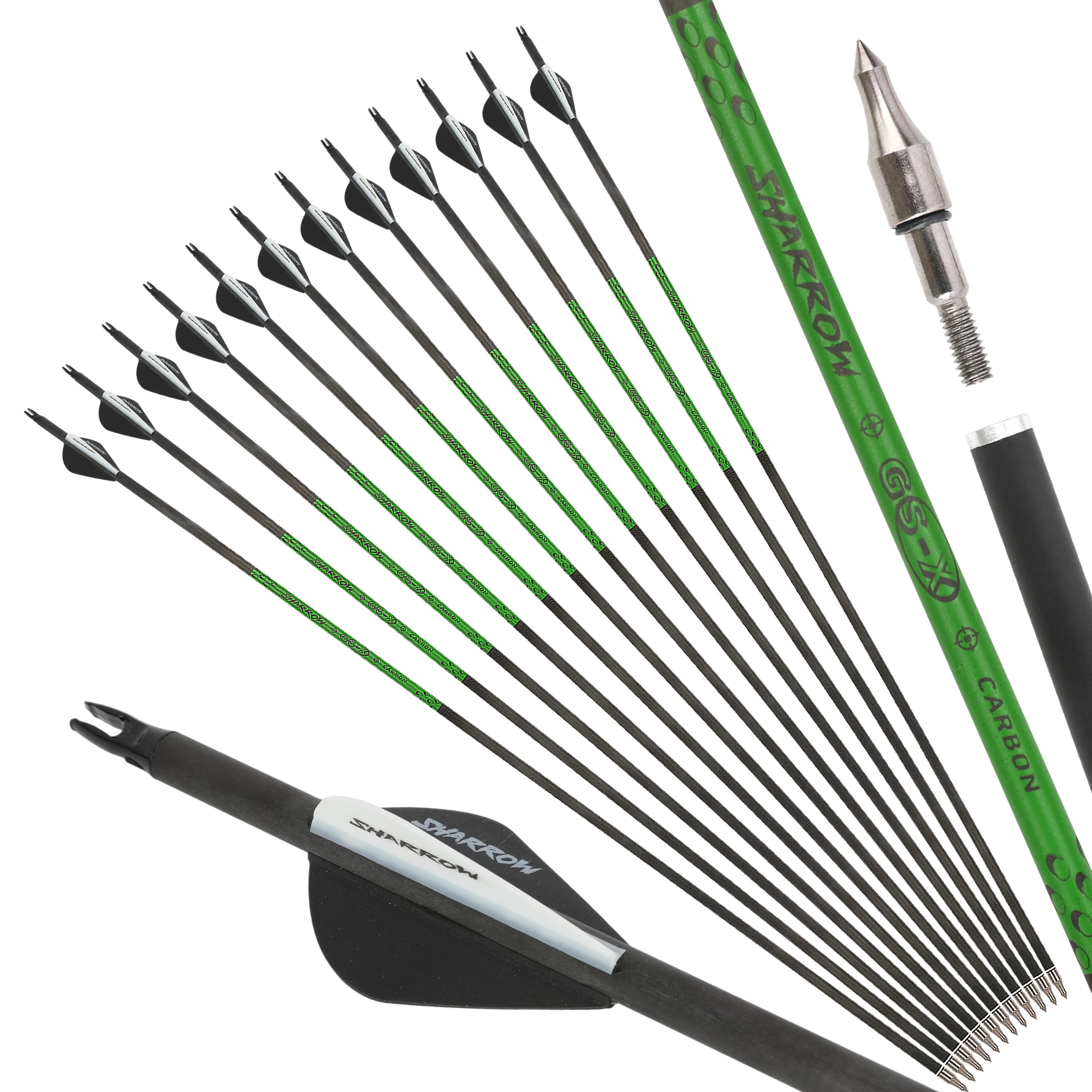 30" Pure Carbon Arrows with Screw Tips 300-800 Spine