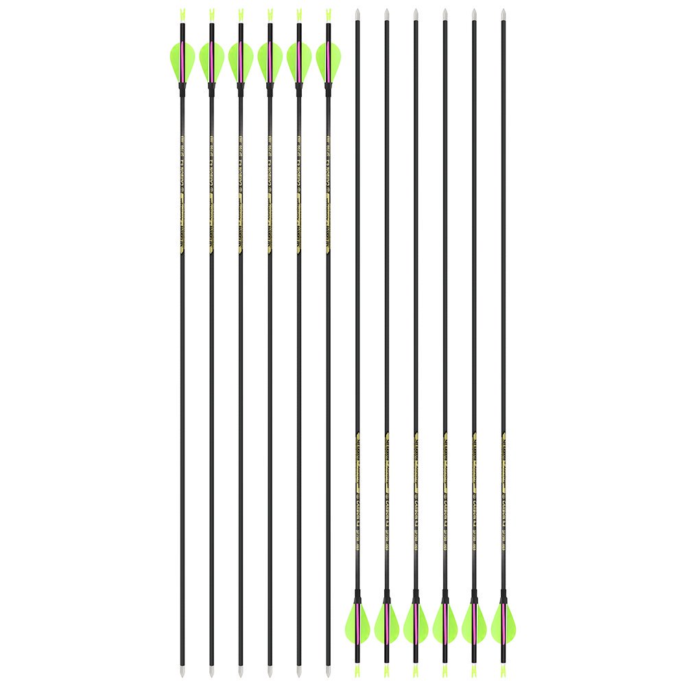 AME ARCHERY 2-Inch Drop-Shaped Nature Feather Pure Carbon Arrows – Spine 700–1000, 0.001'' (12pcs)