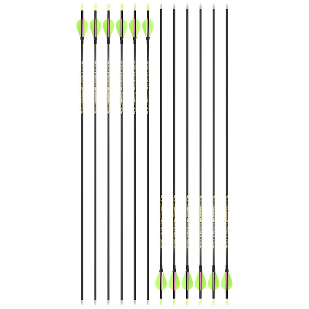 AME ARCHERY 2-Inch Drop-Shaped Nature Feather Pure Carbon Arrows – Spine 700–1000, 0.001'' (12pcs)