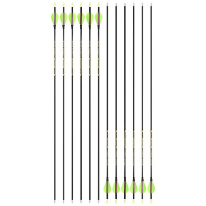 AME ARCHERY 2-Inch Drop-Shaped Nature Feather Pure Carbon Arrows – Spine 700–1000, 0.001'' (12pcs)