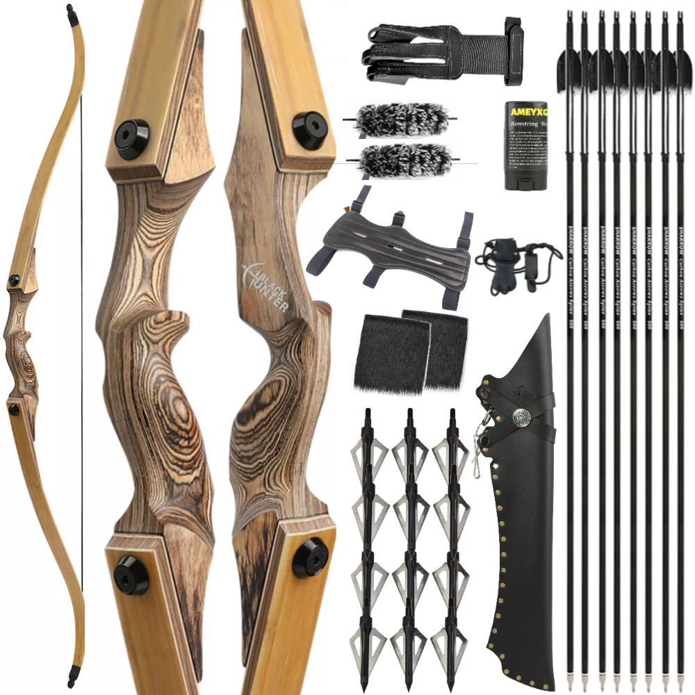 BlackHunter 60" Takedown Recurve Bow and Arrow Set 20-60lbs 