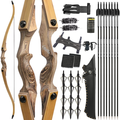 BlackHunter 60" Takedown Recurve Bow and Arrow Set 20-60lbs 