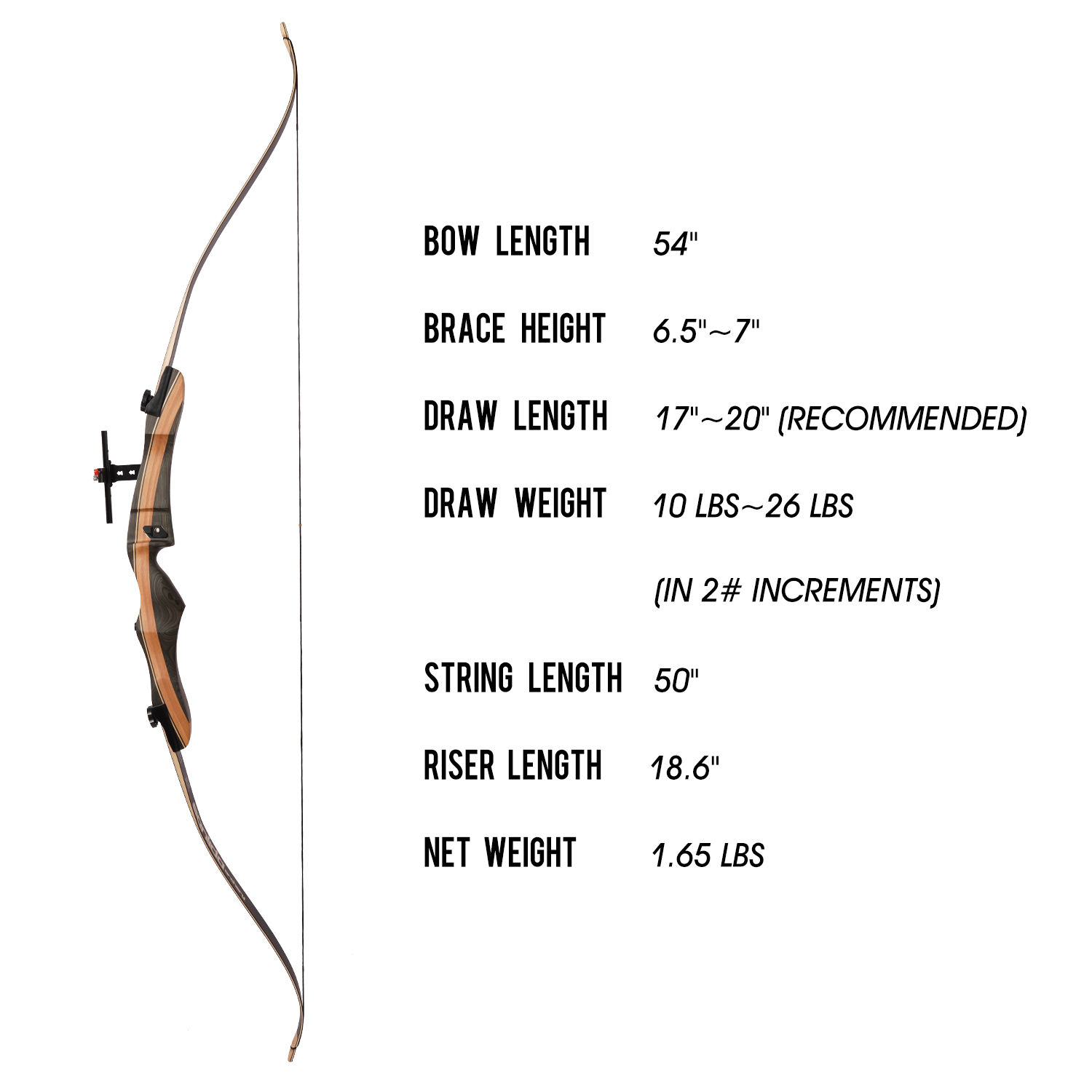 SANLIDA Noble Wood Takedown 54inch Recurve Bow 