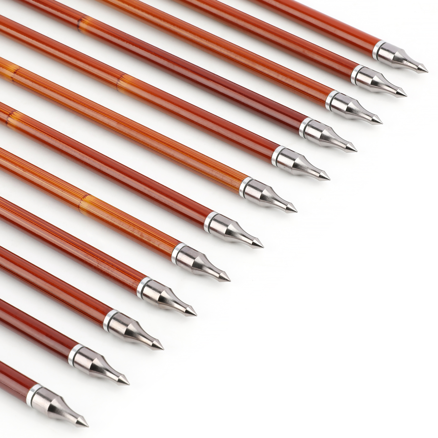 AME ARCHERY 500 Spine Bamboo-Pattern Mixed Carbon Arrows (2 Yellow 1 White Real Feather, 12pcs)