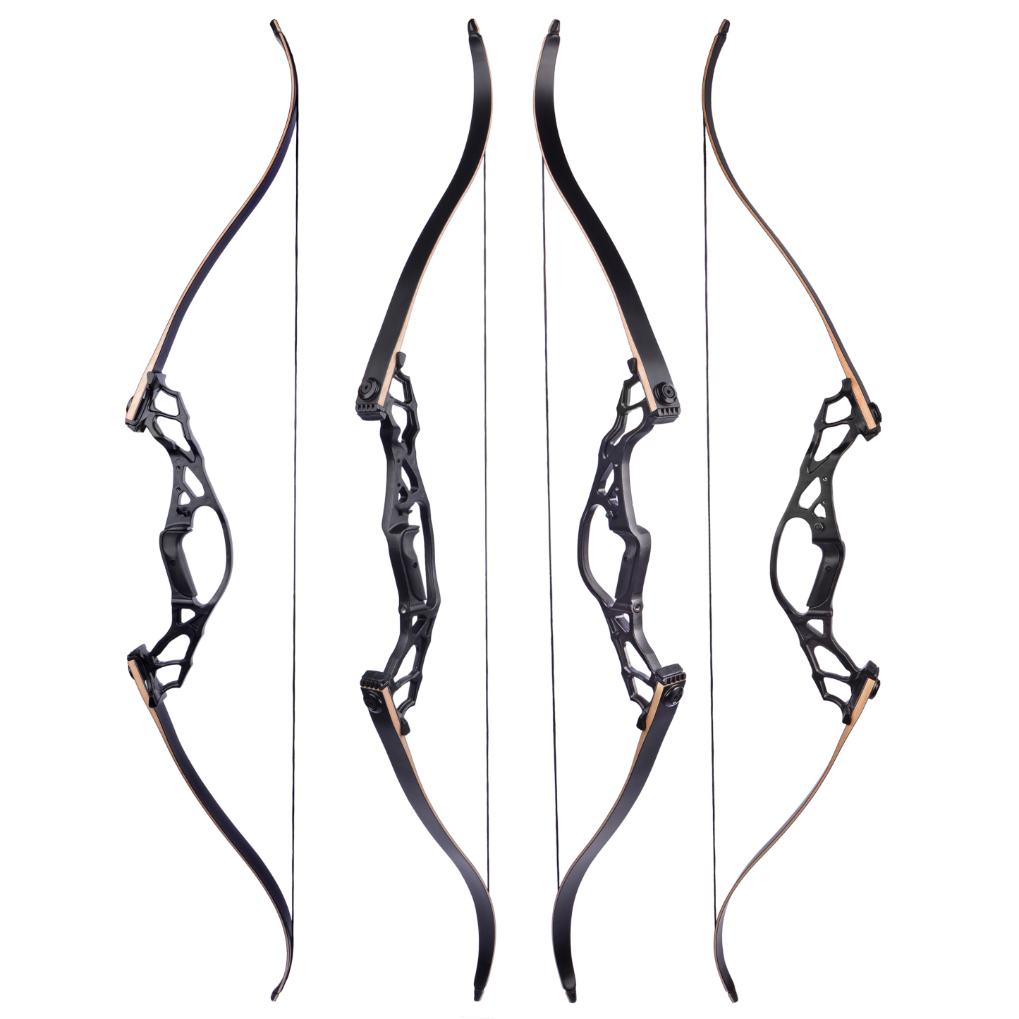 Takedown Recurve Bow, 62", Black, 50/55/60 lbs, Aluminum Magnesium Alloy Handle