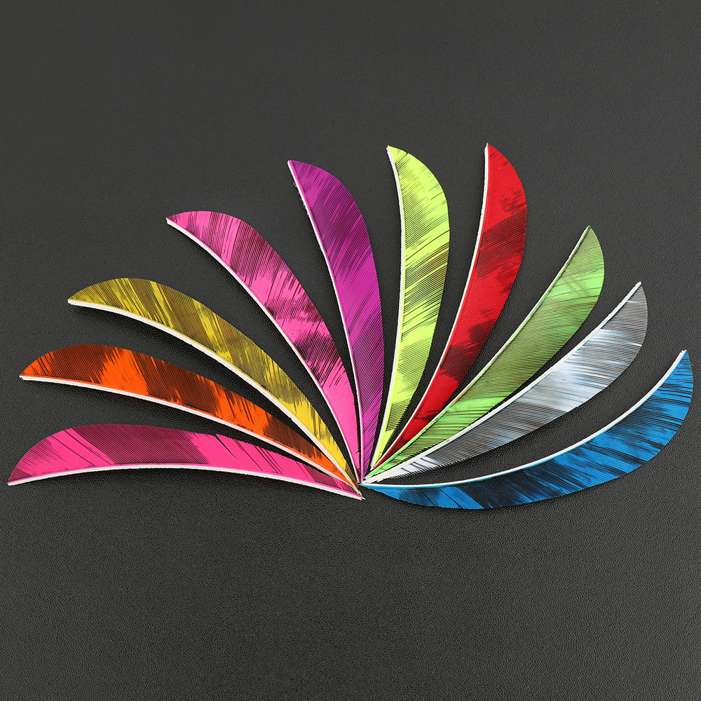AME ARCHERY 4"/5" Iridescent Nature Feather Waterdrop Fletching – Right Wing(50pcs)