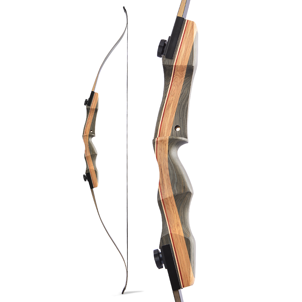 Takedown Recurve Bow, 62", 19" Technology Wood Riser, 50 lbs, Fast Plug-in Design