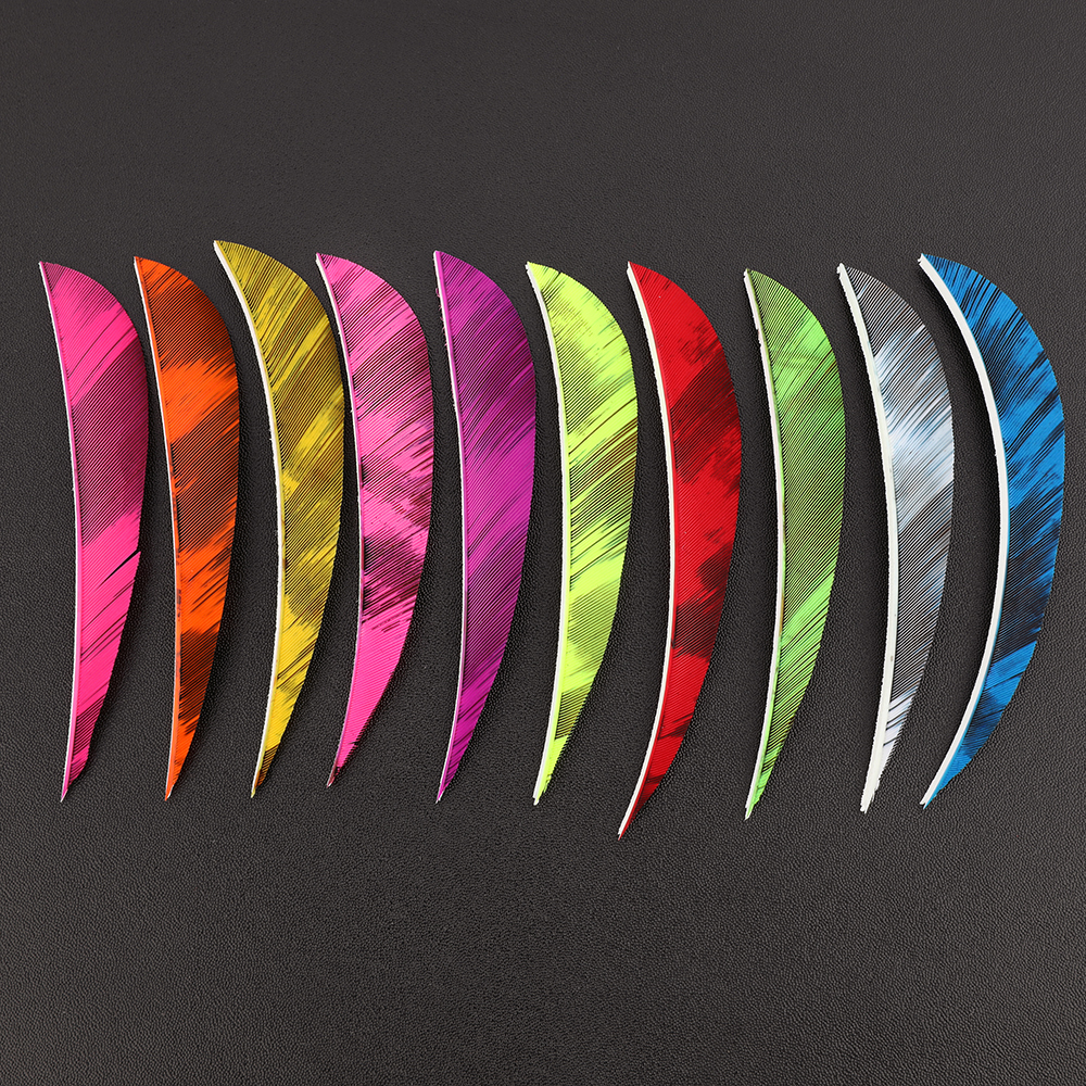 AME ARCHERY 4"/5" Iridescent Nature Feather Waterdrop Fletching – Right Wing(50pcs)