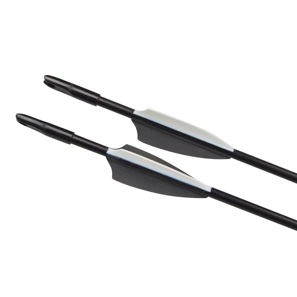 Clearance Sale Black & White Vanes Fiberglass Arrows with Fixed Field Tips