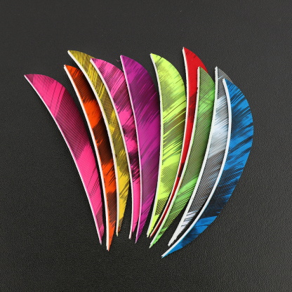 AME ARCHERY 4"/5" Iridescent Nature Feather Waterdrop Fletching – Right Wing(50pcs)