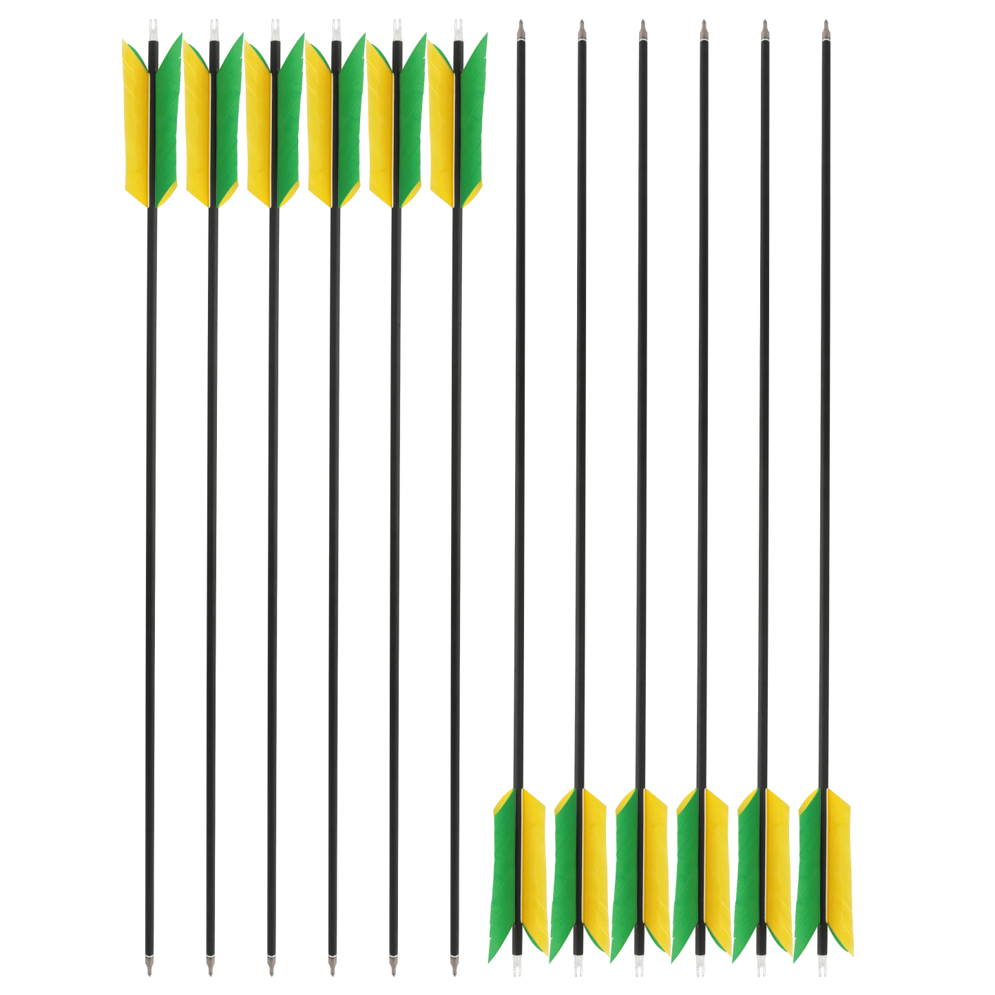 Arrows 31.5" with 4" Feathers, 500 Spine, Carbon Shaft – 100 Grain Field Points