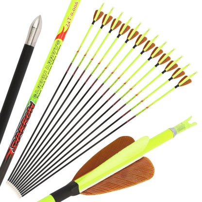 AME ARCHERY Heart-Shaped Nature Feather Pure Carbon Yellow Arrows(12pcs)