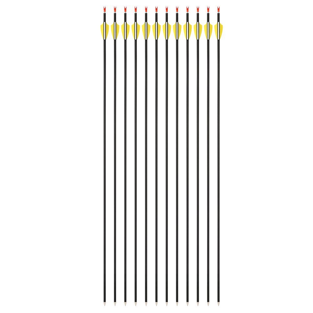 AME ARCHERY 1.75-Inch 2 Yellow 1 White Shield Vanes Mixed Carbon Arrows – Spine 1000, 30" Shaft (12pcs)