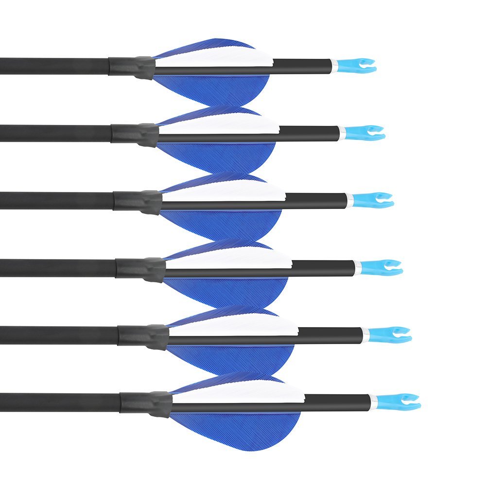 AME ARCHERY 2-Inch Drop-Shaped Nature Feather Pure Carbon Arrows – Spine 700–1000, 0.001'' (12pcs)