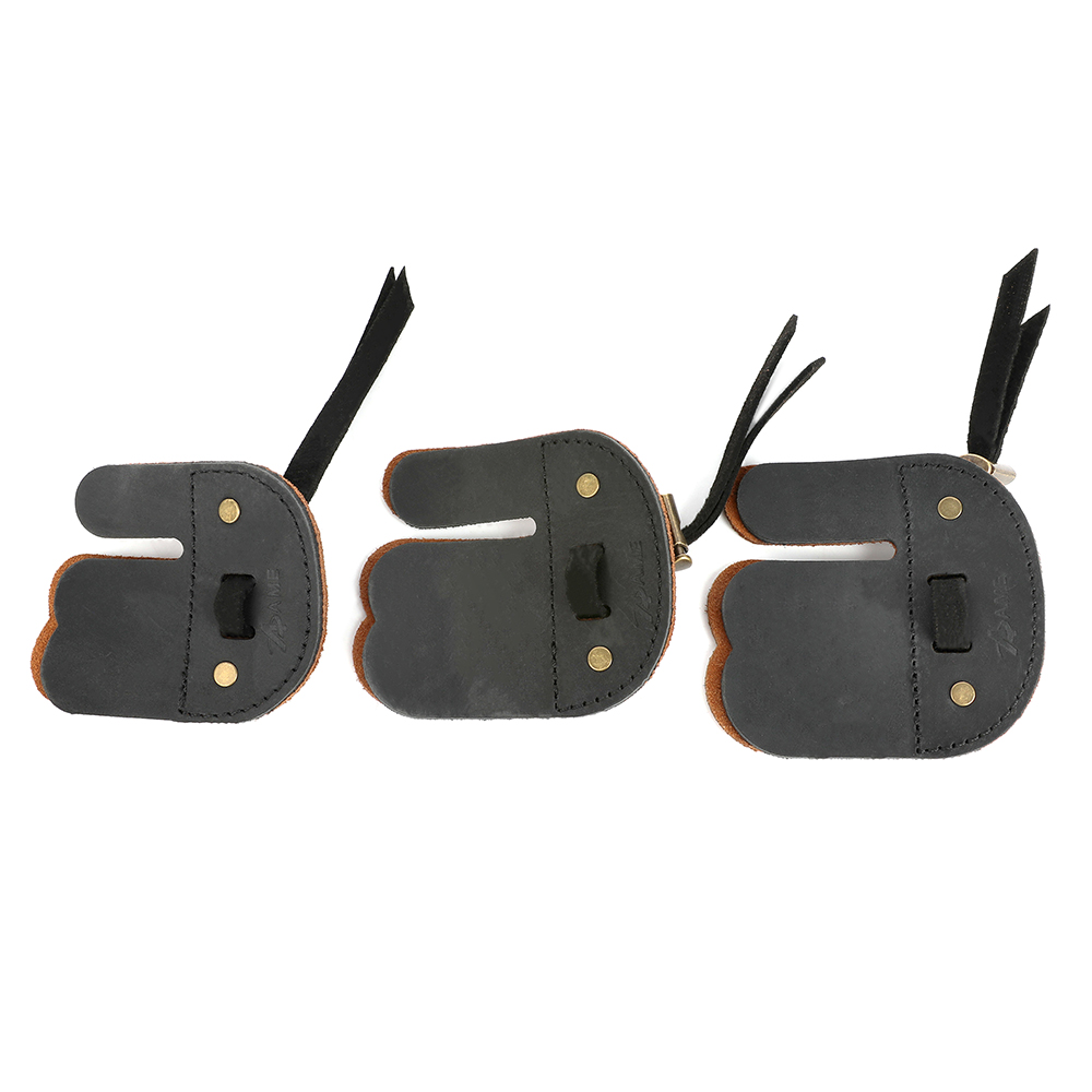 AME ARCHERY AH6 Leather Archery Finger Tab (RH/LH) – 3D Fit Dual-Layer Design, Adjustable Strap