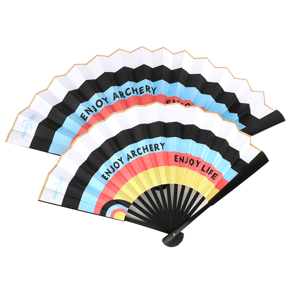 AME ARCHERY Classic Silk Folding Fan – 8" & 10", Waterproof Dual-Sided Prin