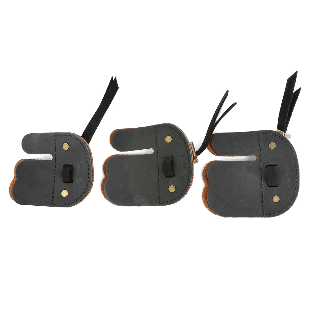 AME ARCHERY AH6 Leather Archery Finger Tab (RH/LH) – 3D Fit Dual-Layer Design, Adjustable Strap