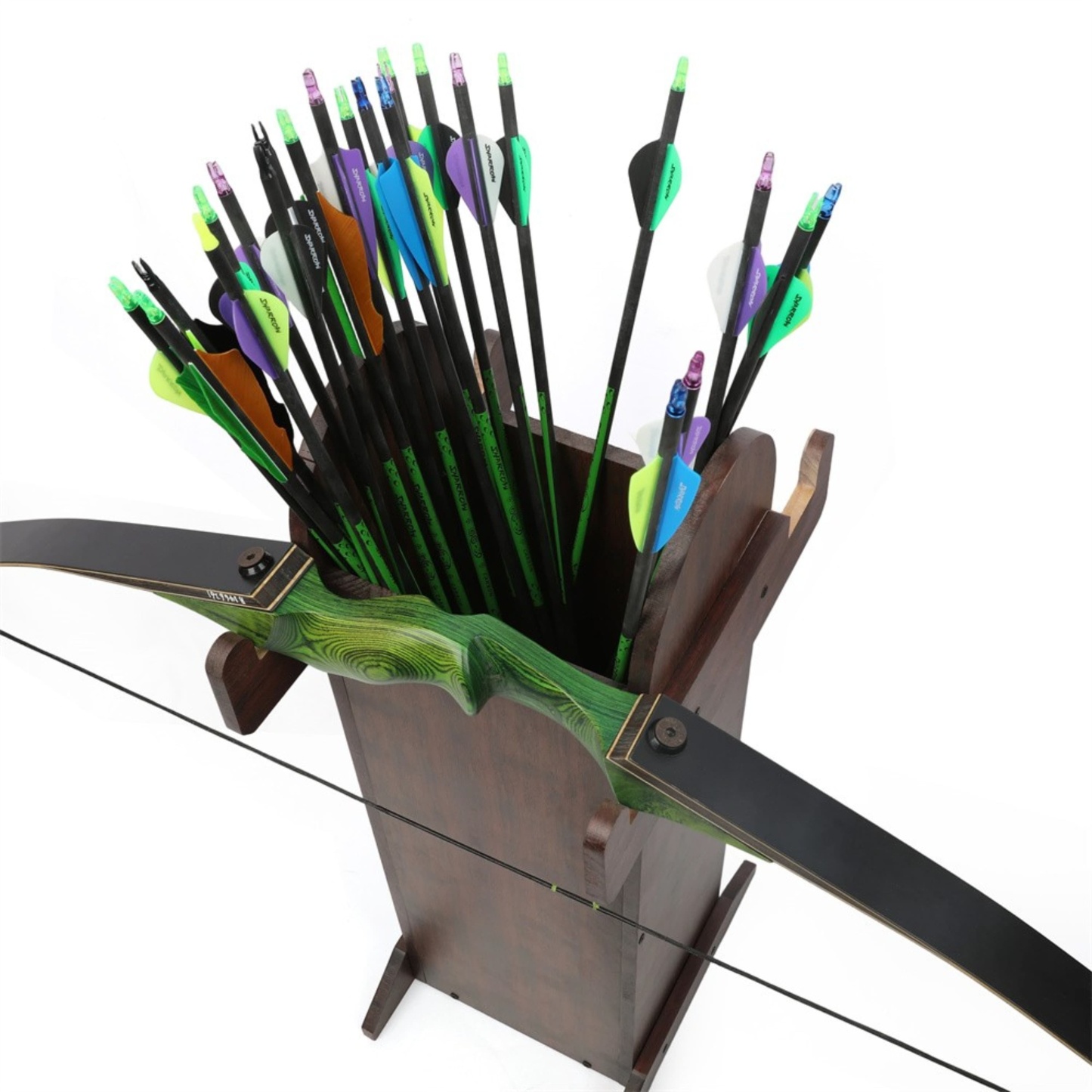 Traditional Wooden Archery Bow Stand Quiver Holder