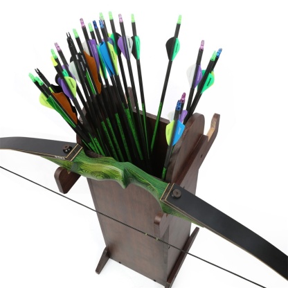 Traditional Wooden Archery Bow Stand Quiver Holder