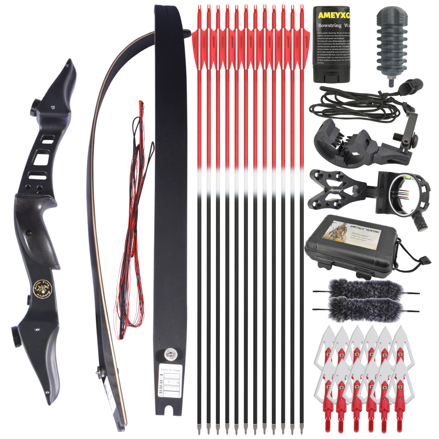 60" Recurve Bow Set Adjustable 20-50 lbs for Target Practice