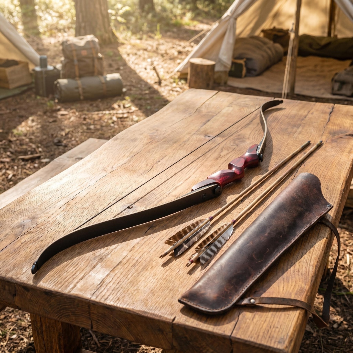 Traditional 60" Recurve Bow 20-60lb Takedown Hunting Archery Kit