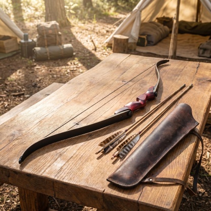 Traditional 60" Recurve Bow 20-60lb Takedown Hunting Archery Kit