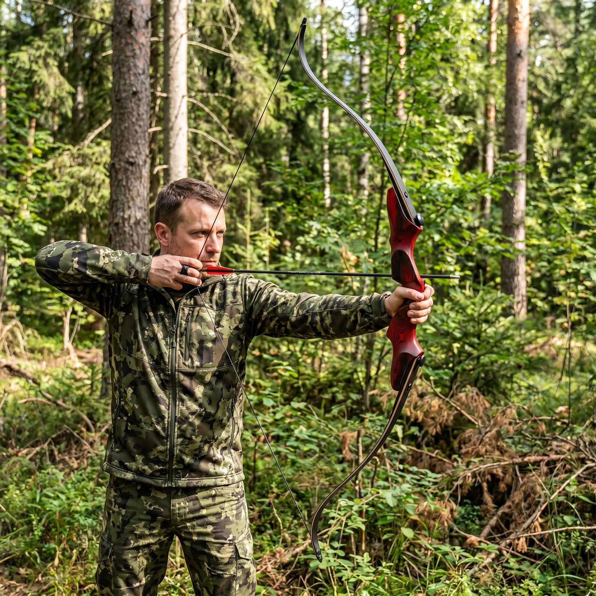 Traditional 60" Recurve Bow 20-60lb Takedown Hunting Archery Kit