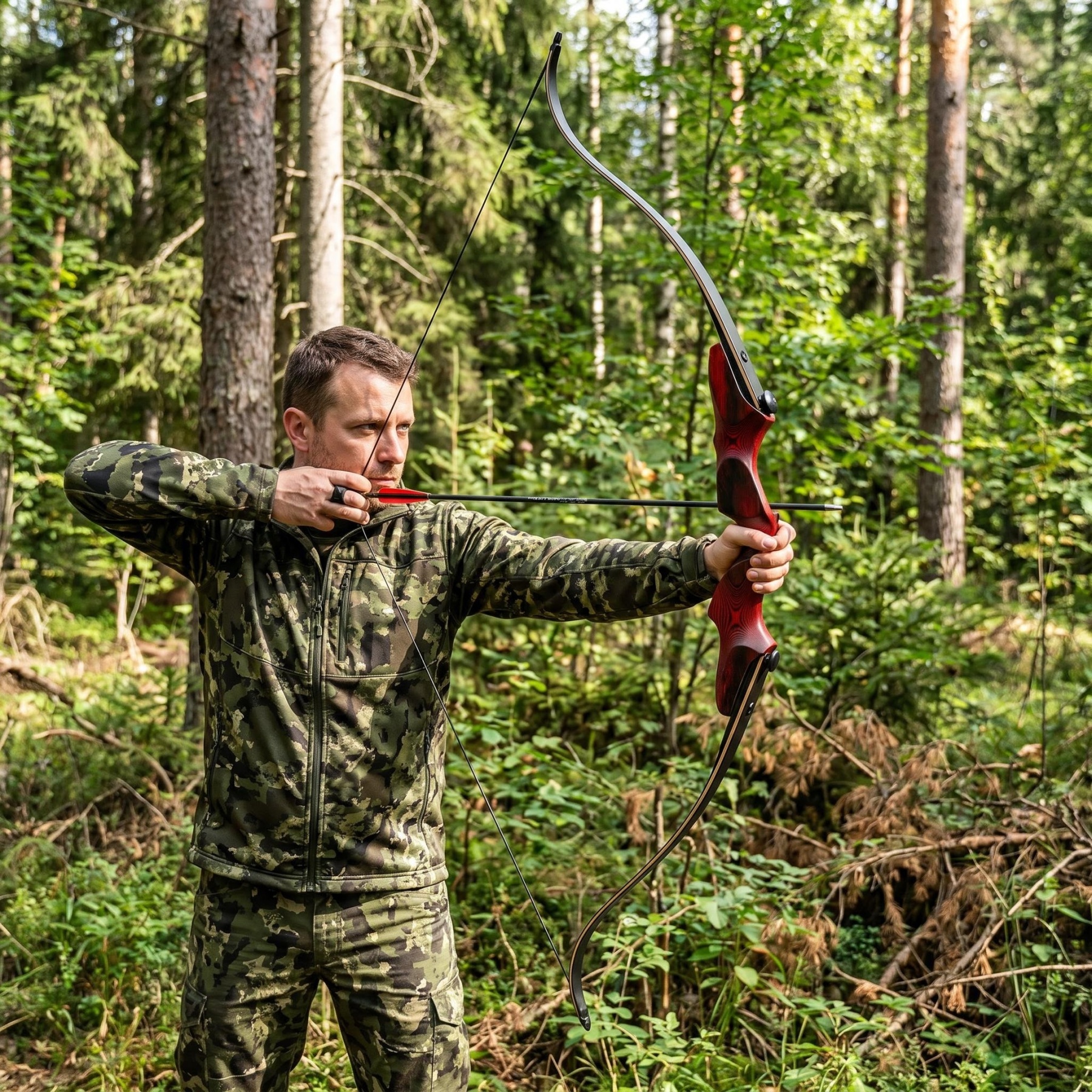 Traditional 60" Recurve Bow 20-60lb Takedown Hunting Archery Kit