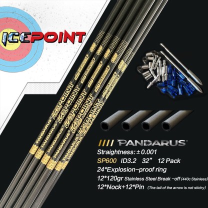 Pandarus Icepoint Series 3.2mm 40T Pure Carbon Arrow 0.001/0.003 (12pcs)