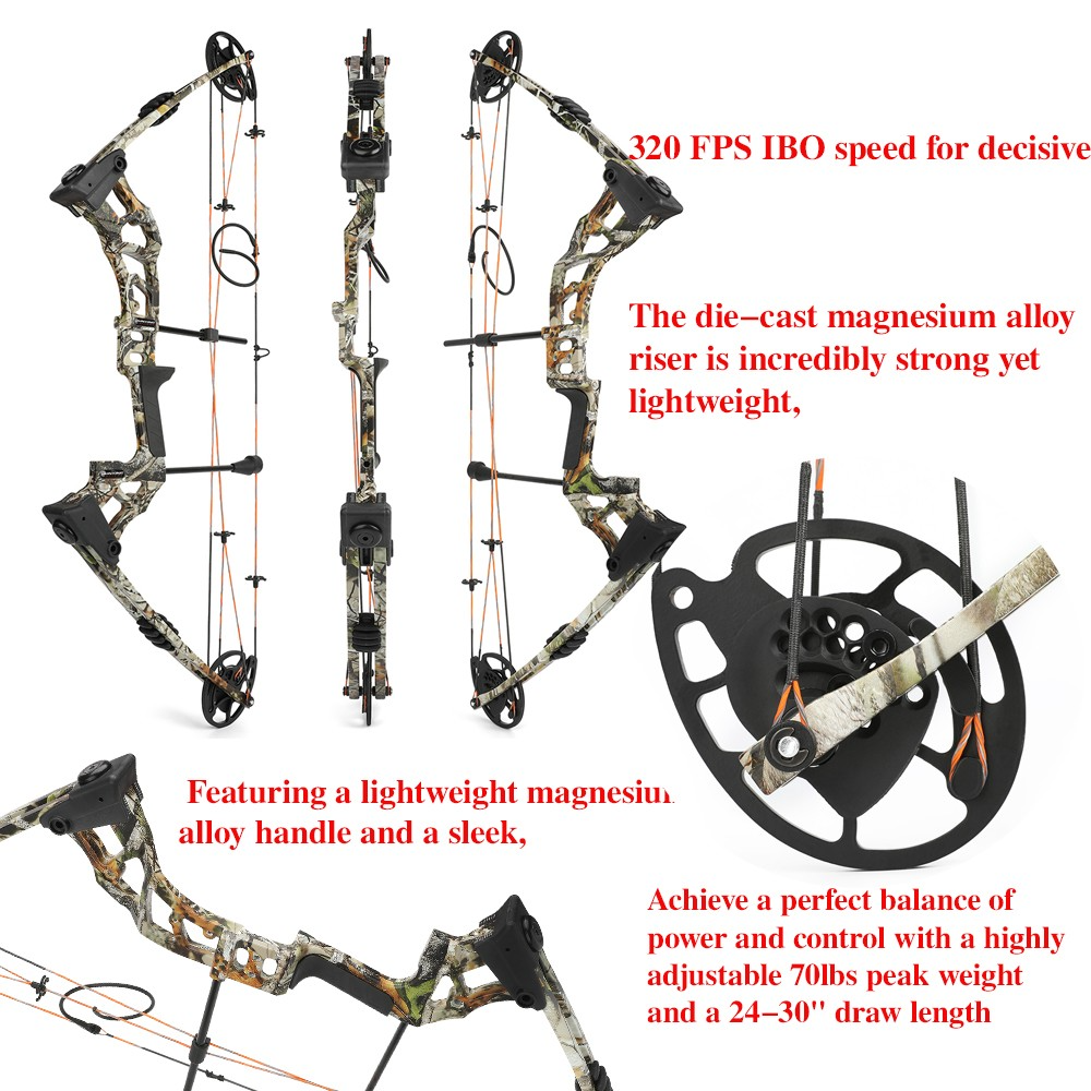 Junxing M121A Compound Bow Archery Set 0–70 lbs Adjustable