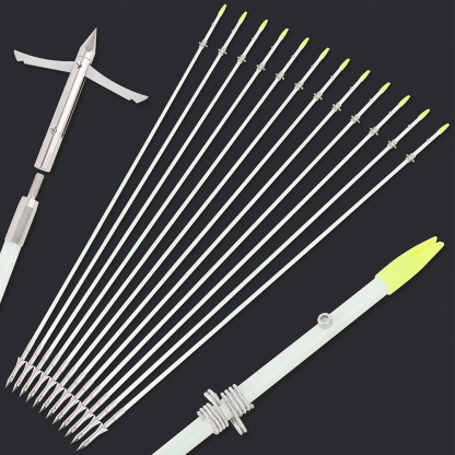 White Bowfishing Arrow with Short Head – Solid Fiberglass Shaft(12pcs)