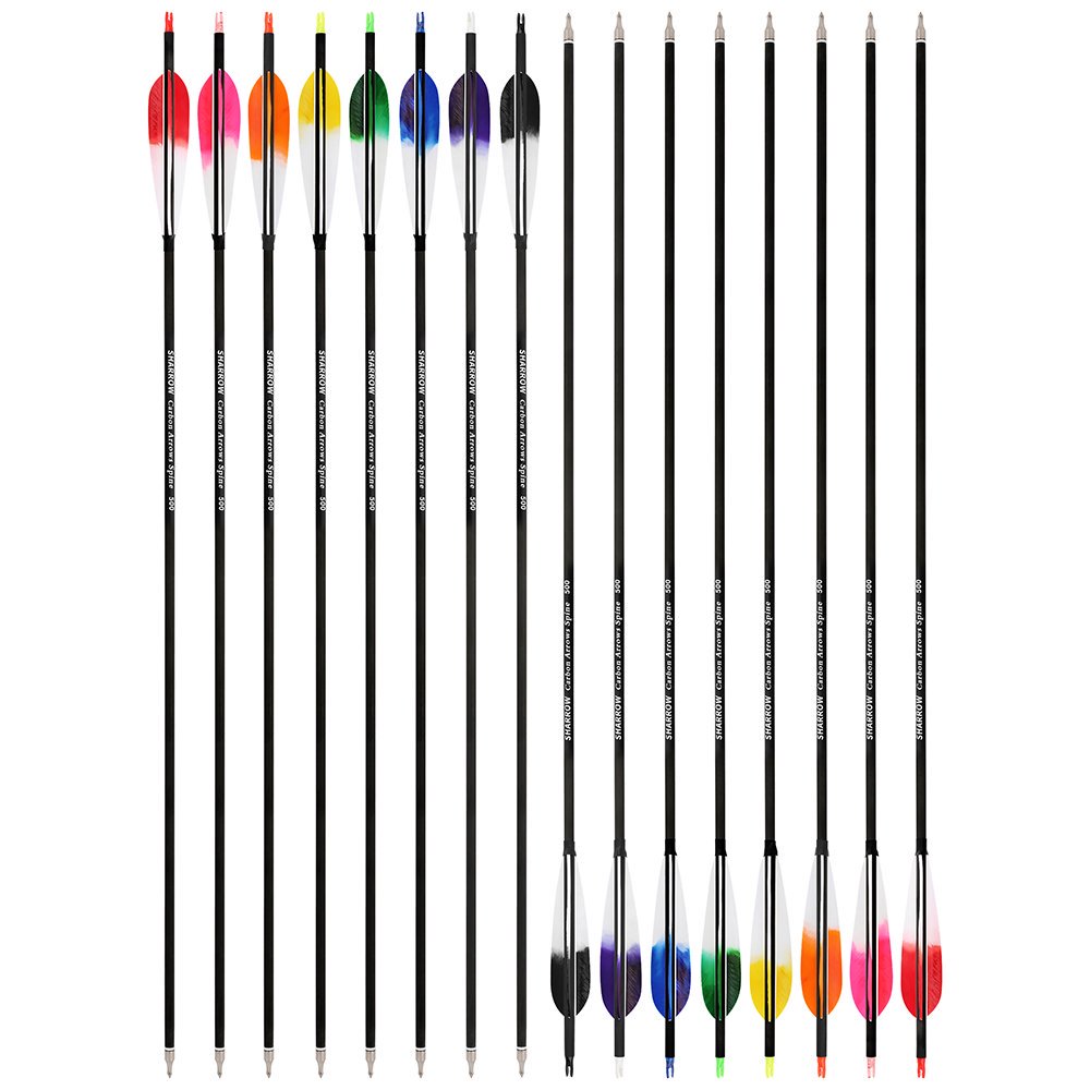 AME ARCHERY 5-Inch Dye Feather Carbon Arrows(12pcs)