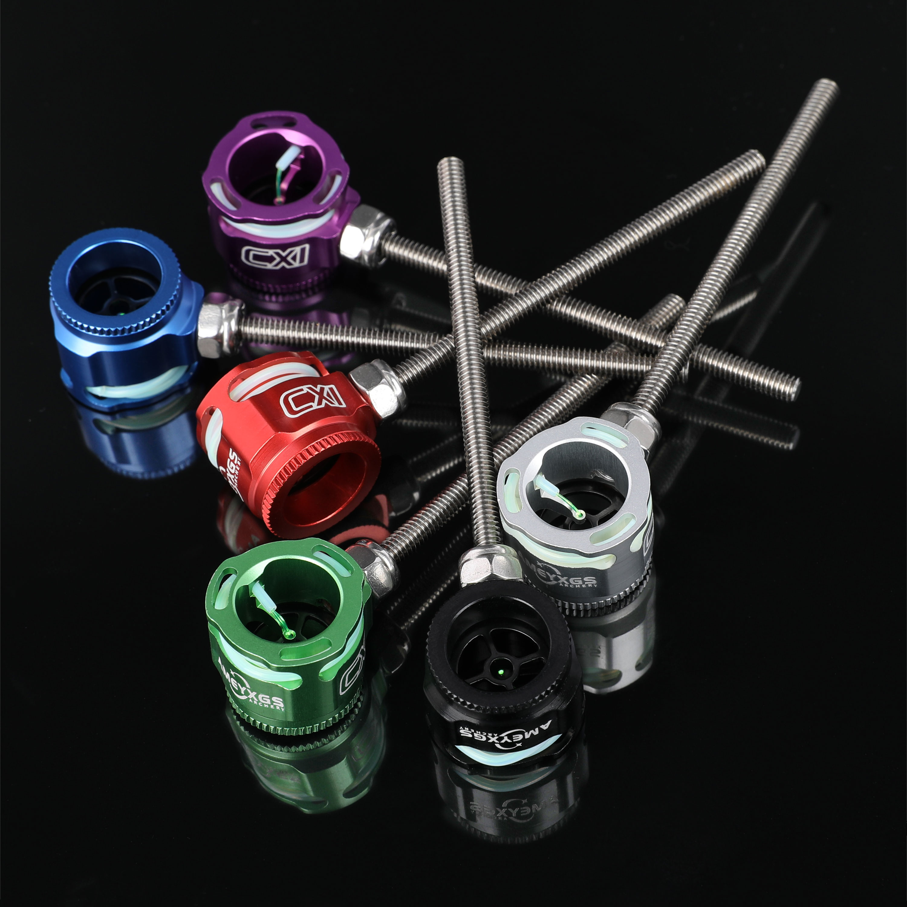 CX1 Olympic Recurve Bow Sight Aperture, 0.019" Fiber Optic, Alloy, Multiple Colors