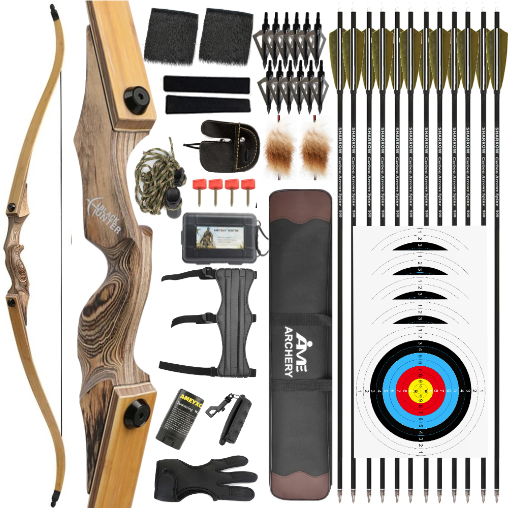 BLACK HUNTER Transparent Limbs Recurve Bow and Arrows Hunting Set