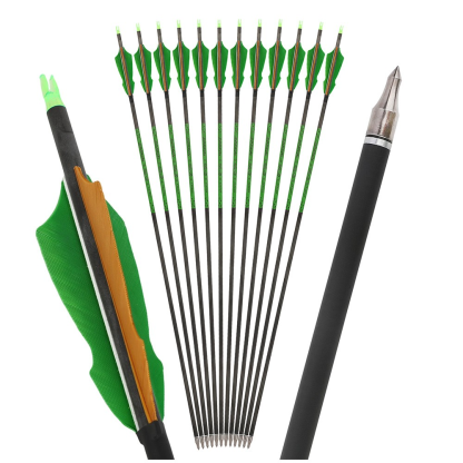 12pcs 30" Pure Carbon Arrows Natural Feather Fletching 300-800 Spine