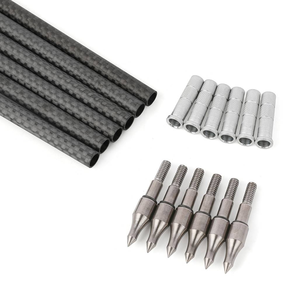 12pcs 32" Pure Carbon Arrows 2.5" Rubber Vanes 250-400 Spine