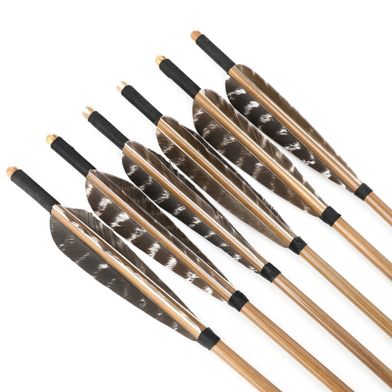 12pcs Handcrafted Bamboo Arrows 5" Feather Longbow Recurve Bow