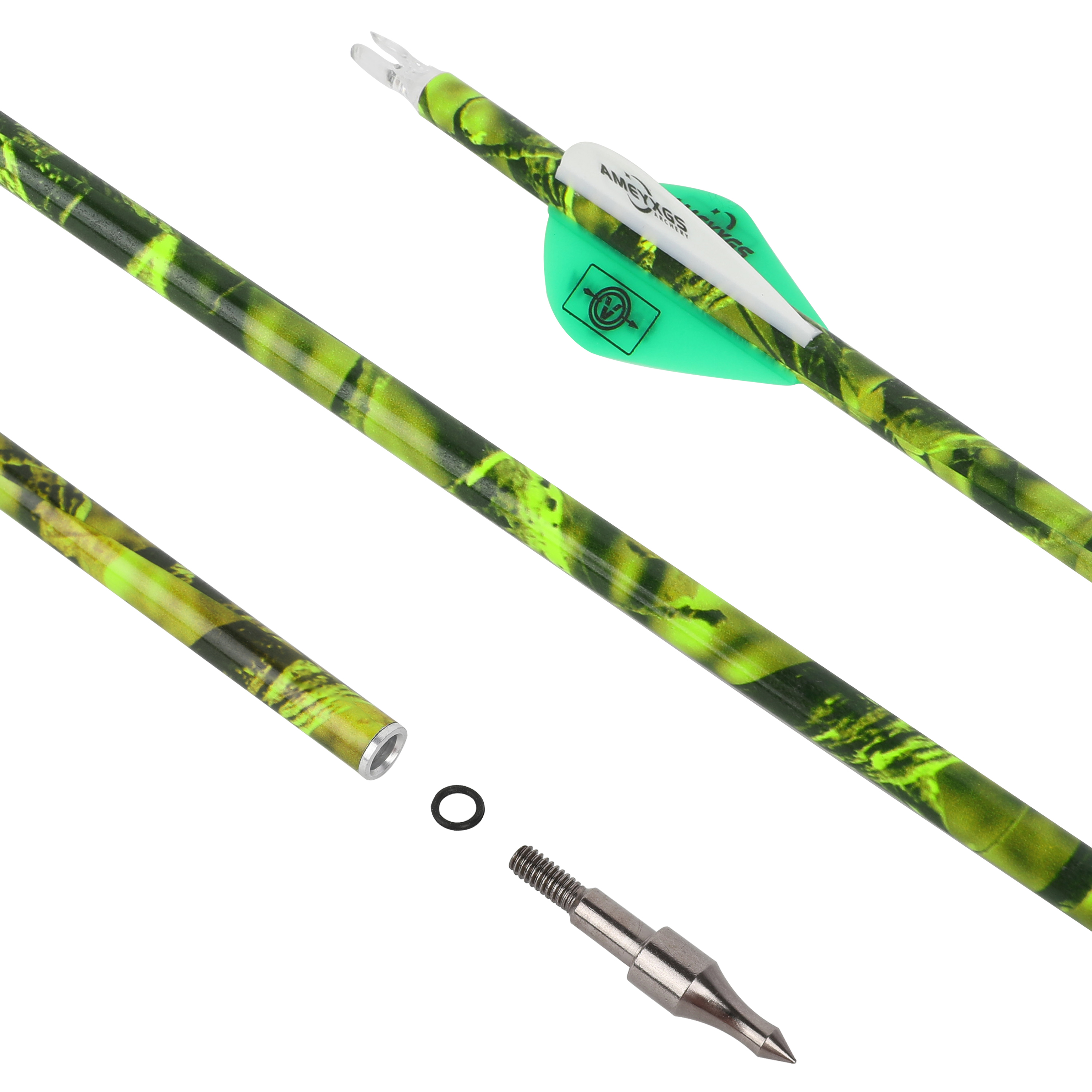 500 Spine Camo Mixed Carbon Arrows with 2" Rubber Vanes (12pcs)